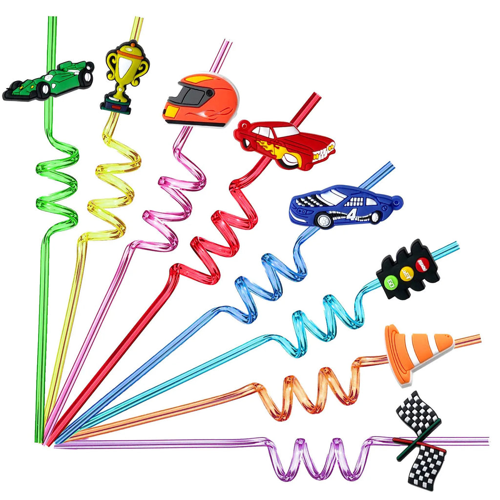 4pcs Multi themed Cute Party Straws,Unicorn Mermaid Dinosaur Party Straw,Reusable Plastic Straws for Kids Birthday Decor Gifts