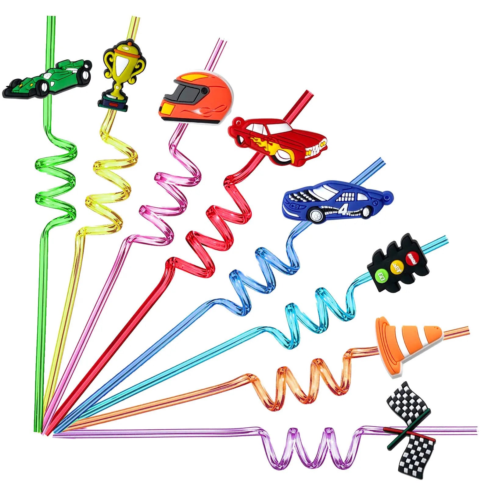 4pcs Multi themed Cute Party Straws,Unicorn Mermaid Dinosaur Party Straw,Reusable Plastic Straws for Kids Birthday Decor Gifts