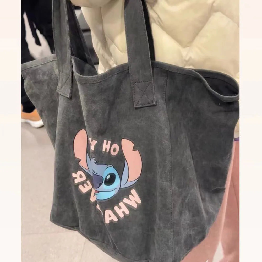 Stitch Cartoon Handbags Large Capacity Anime Tote Casual All-match Satchel Women's Fashion Storage Bags Outdoor Travel Backpacks