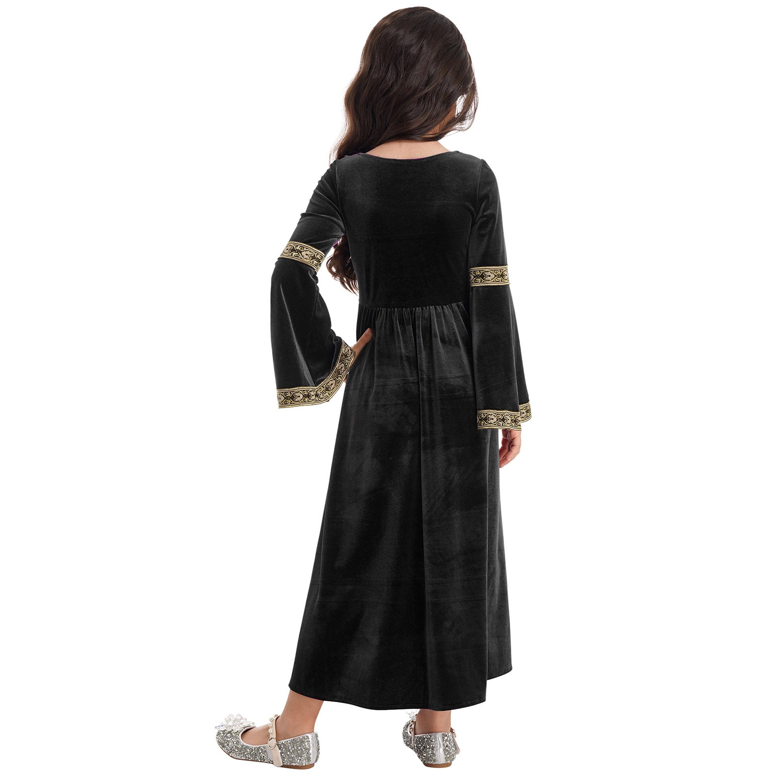 Girls Medieval Renaissance Velvet Dress Princess Queen Cosplay Costume Christmas Xmas Halloween New Year Carnival Party Dress