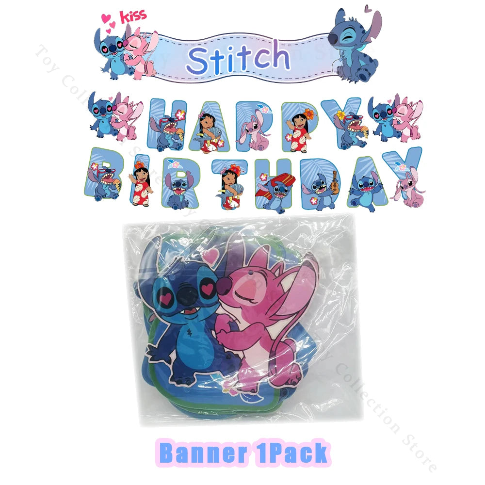 Lilo and Stitch Cartoon Children's Birthday Party Decoration Paper Plate Latex Foil Ballon Tablecloth Baby Shower Party Supplies