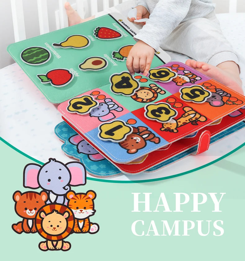 Busy Book Matching Game  Storytelling Busy Board Kids Fine Motor Early Education Toy Campus Theme Baby Gifts