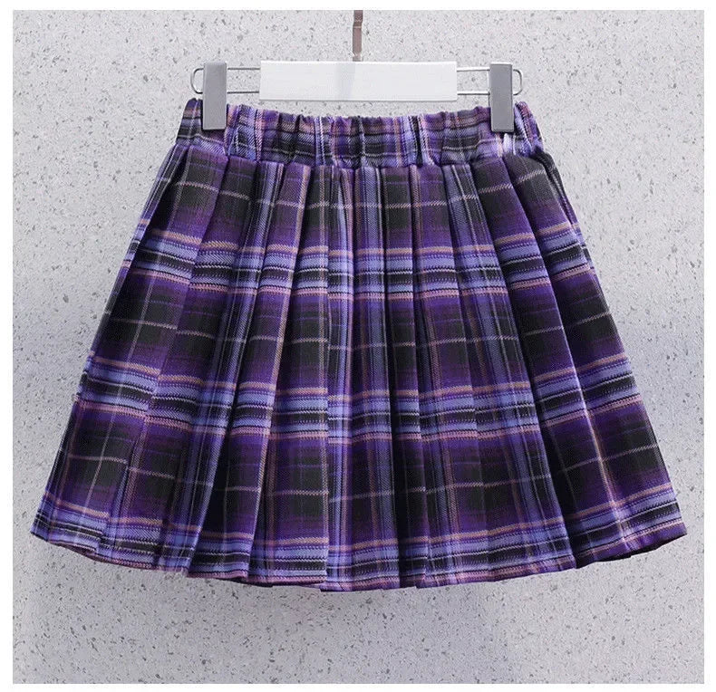 Sanrio Kuromi Kawaii Girls College Style T-shirt Skirt Suit Summer Clothes New Girl Suit Children's Clothes Style Pleated Skirt