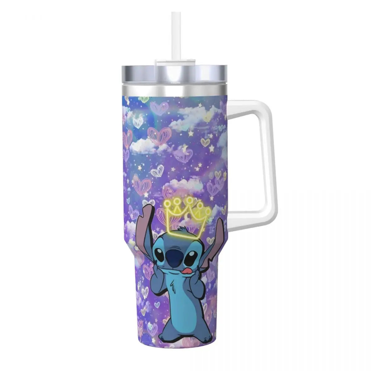 Stainless Steel Tumbler   Stitch Mugs Cup With Straws Travel Cold and Hot Water Bottle Heat Preservation 40oz Thermal Mug