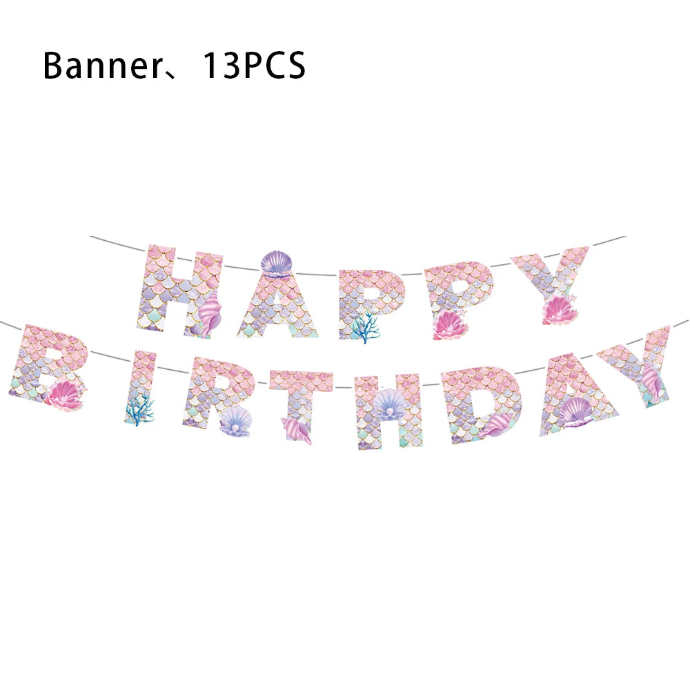 Mermaid Princes Birthday Party Decorations Disposable Tableware Gif Bag Foil Balloon Backdrop Decor Baby Shower Party Supplies