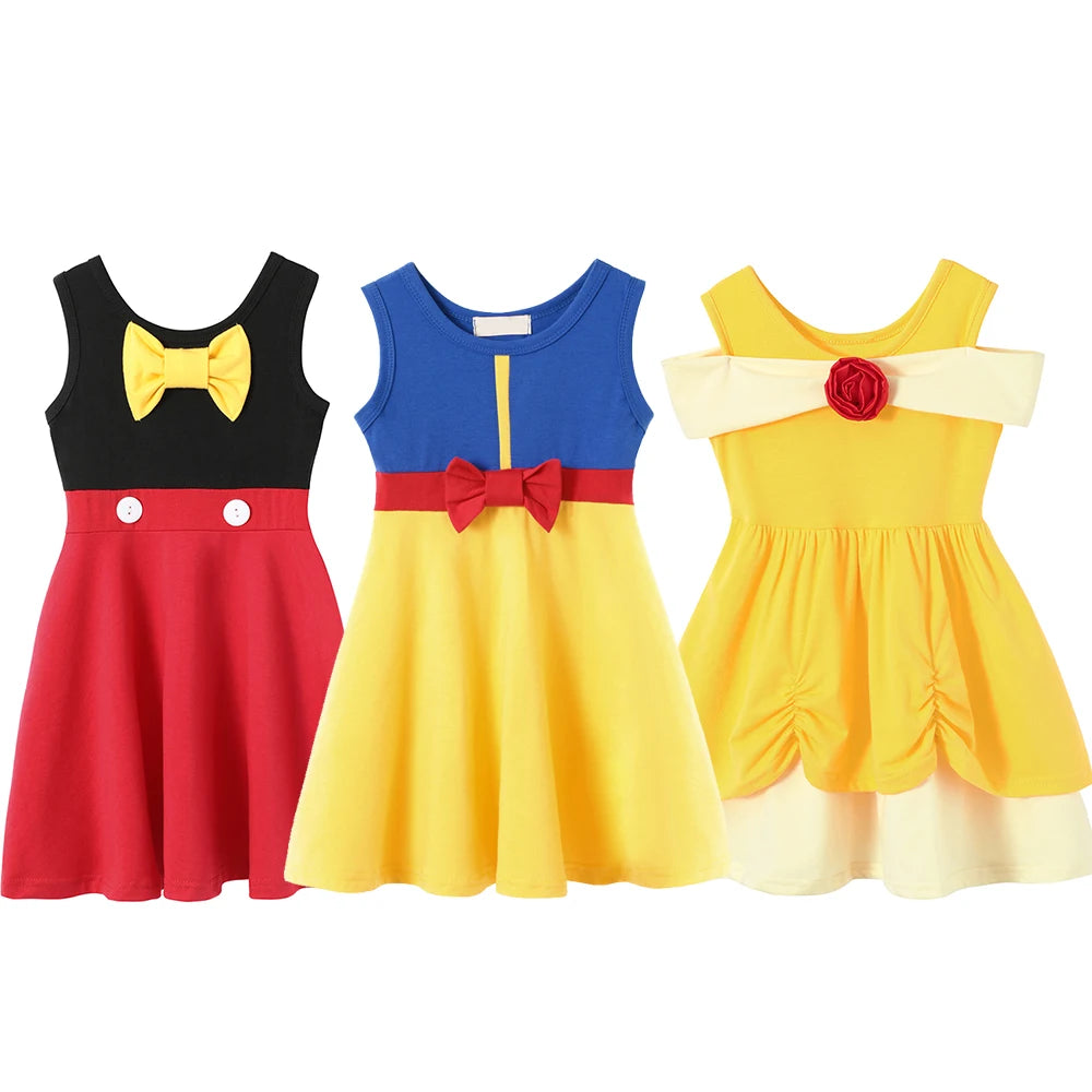 Elsa Anna Dress for Girl Birthday Party Cosplay Rapunzel Mermaid Ariel Cinderella Princess Costume Kid Summer Casual Clothes