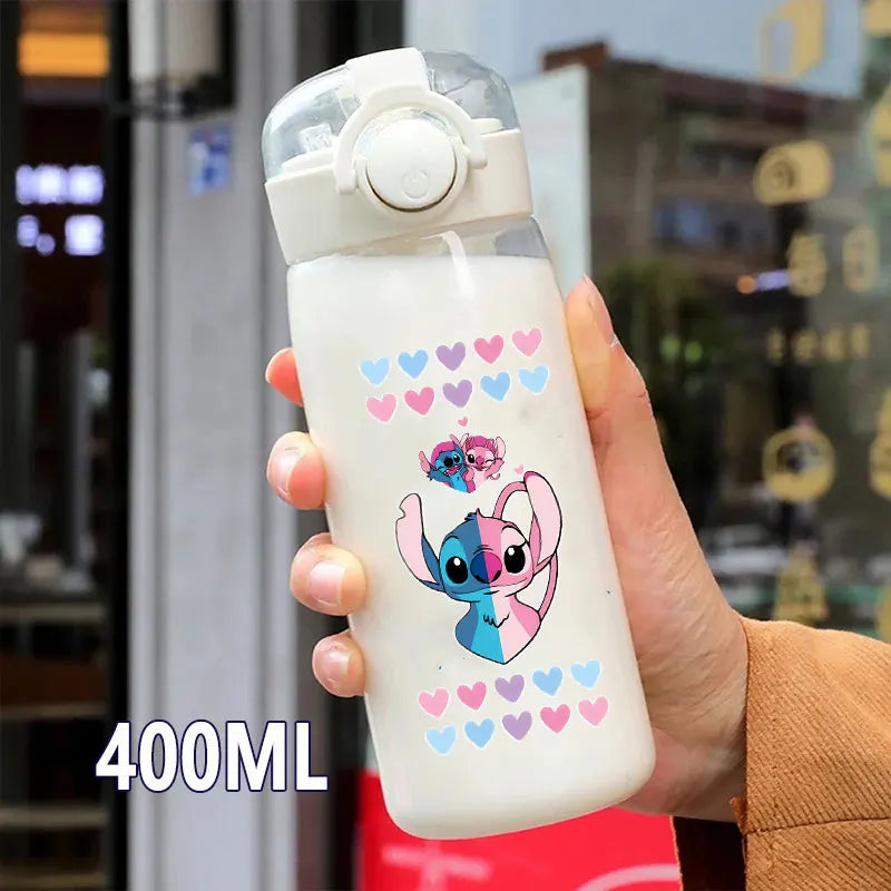 Lilo&Stitch 560/600/400ML Water Cup Children Portable Plastic Transparent Straw Stitch Outdoor Large Capacity Sport Water Bottle
