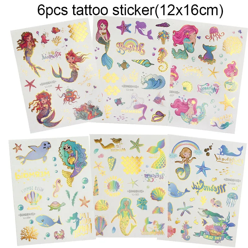 Little Mermaid Party Favors Memmaid Glasses/Tattoo Stickers/Headband/Clap Circle Toy Girls Birthday party gift Decor Baby Shower