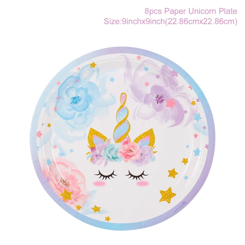 Unicorn Birthday Party Decoration Unicorn Tableware Paper Plates Cups Napkins Toys for Kids Birthday Party Baby Shower Girl