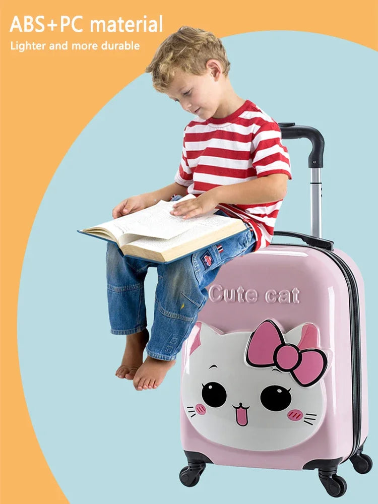XQ kids travel suitcase 18-inch carry ons luggage trolley case for girls boys gift cabin rolling luggage spinner cute Cartoon