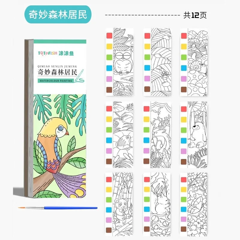 Children Coloring Books Arts Beginners Water Colour Paiting Note With Pigment Kindergarten Handicraft DIY Drawing Book Kid Gift