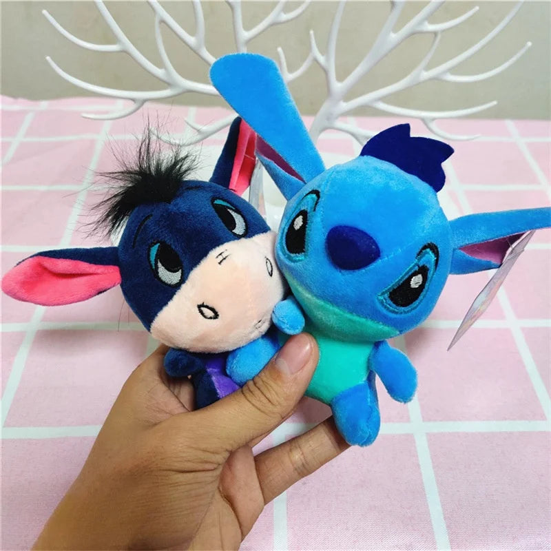 Wholsale 20pcs/lot 10cm Winnie the Pooh Lilo Stitch Plush Toys Cute Rabbit Daisy Animal Stuffed Small Pendant Gifts For Kids
