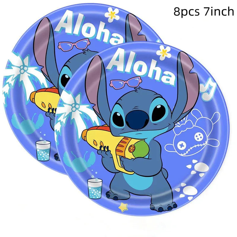 Lilo Stitch Party Supplies Paper Cup Plate Balloon Tablecloth Cake Toppers For Kid Boy Birthday Party Decoration Baby Shower