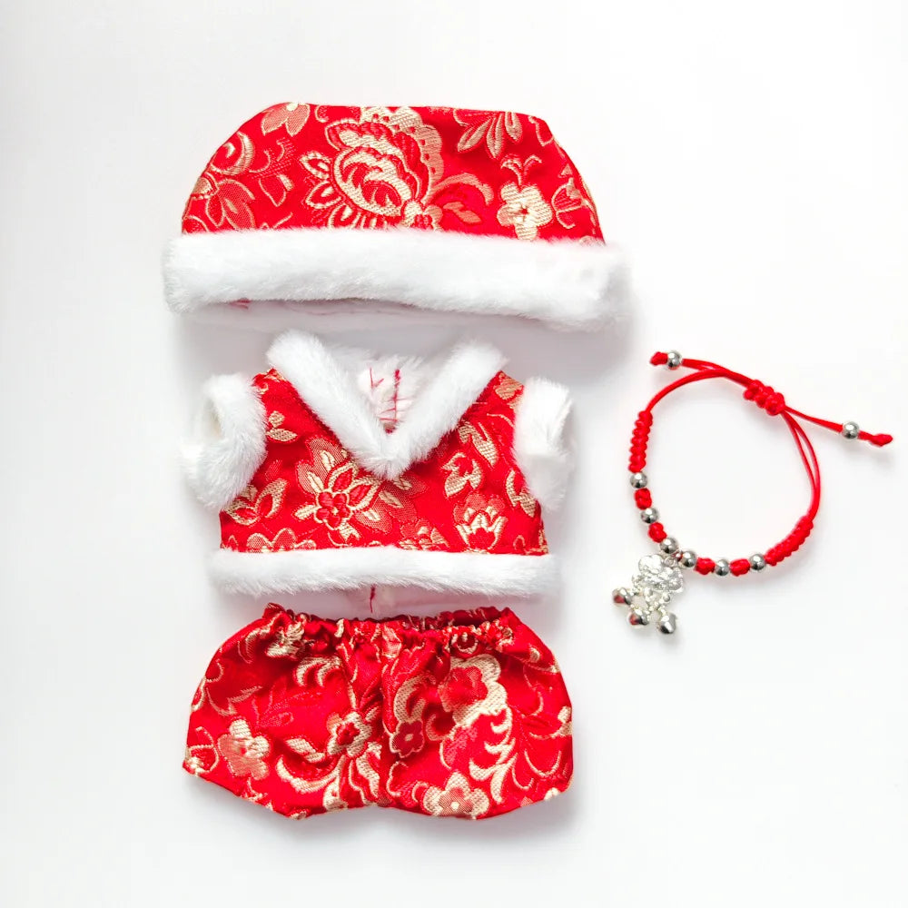 17cm Mini Plush Doll'S Clothes Outfit Accessories For Labubu V1 V2 Christmas Cookie Man Sweater Hat Clothing New Year Gift