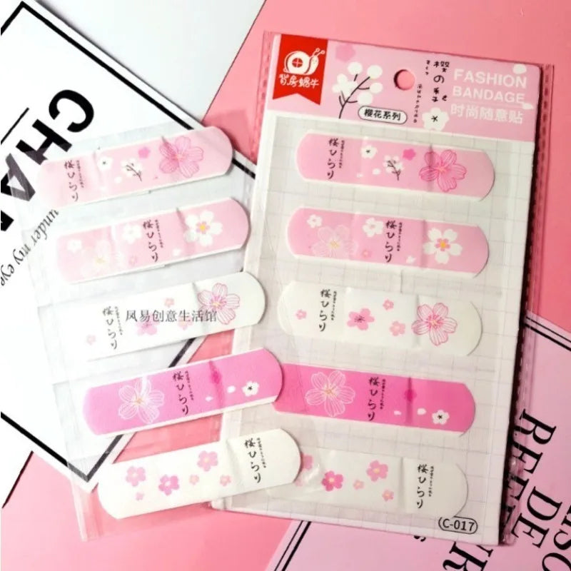 5pcs Cute Cartoon Waterproof Breathable Bandages for Girls Anti Blister Ins Style Adhesive Wound Care Plasters Baby Bandage