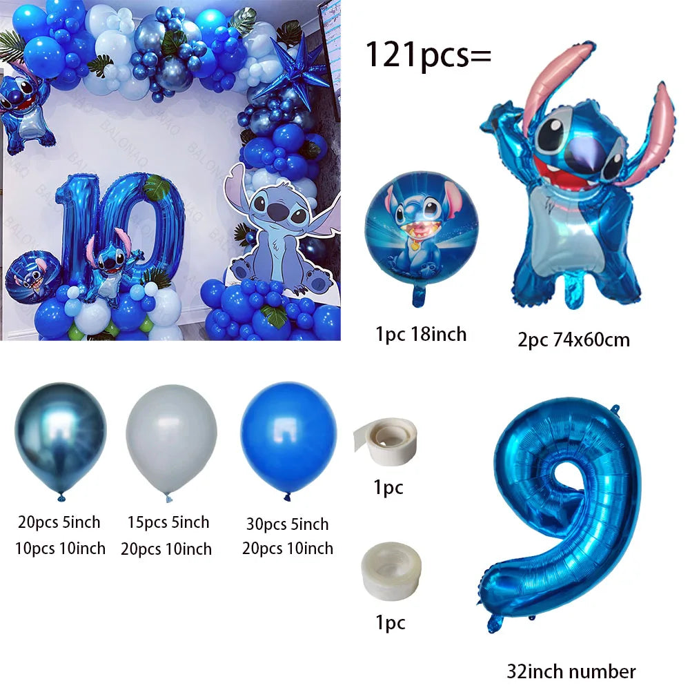 1set Lilo Stitch Arch Kit Garland Foil Helium Balloon Baby Shower Birthday Theme Party Decorations Inflatable Toys Air Globos