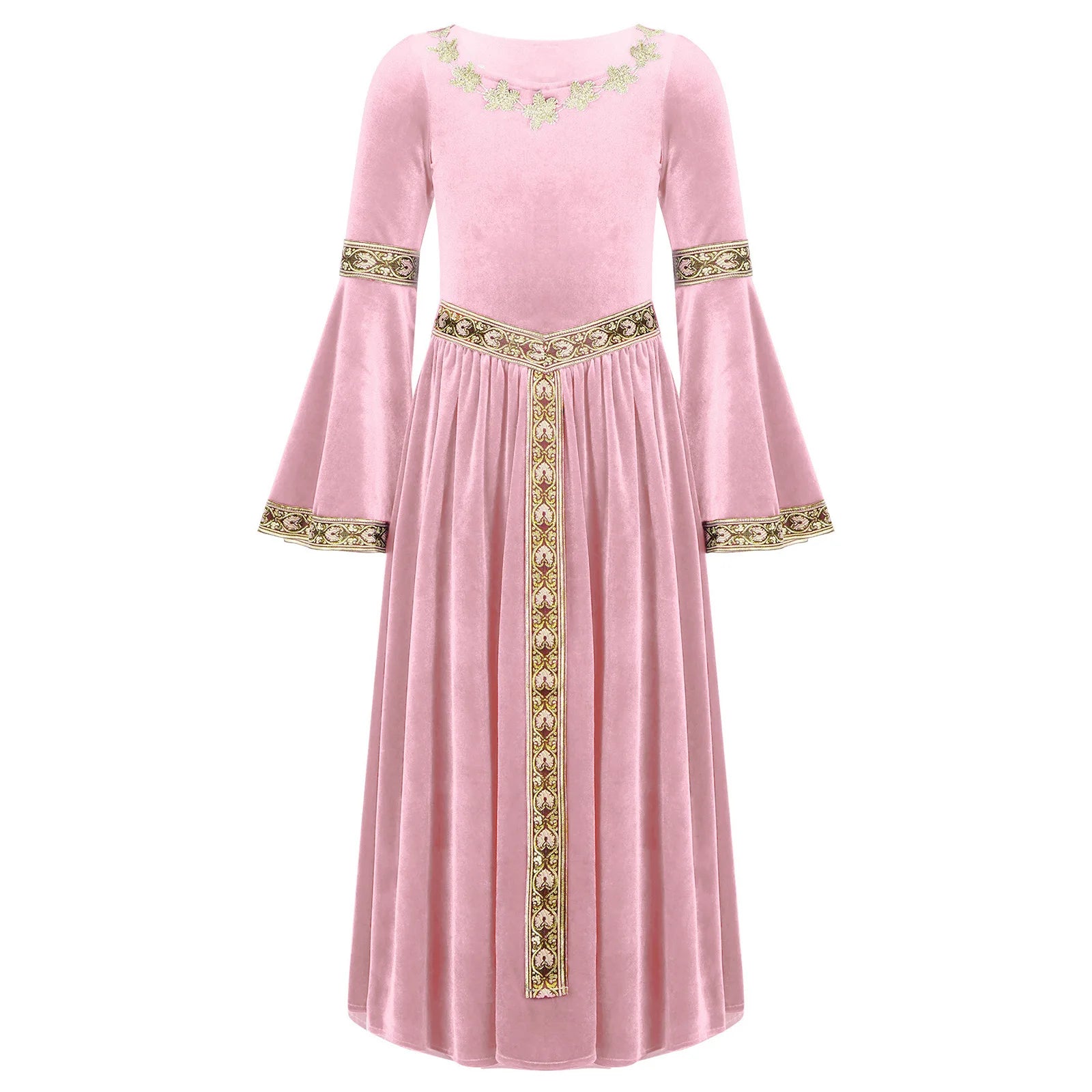 Girls Medieval Renaissance Velvet Dress Princess Queen Cosplay Costume Christmas Xmas Halloween New Year Carnival Party Dress