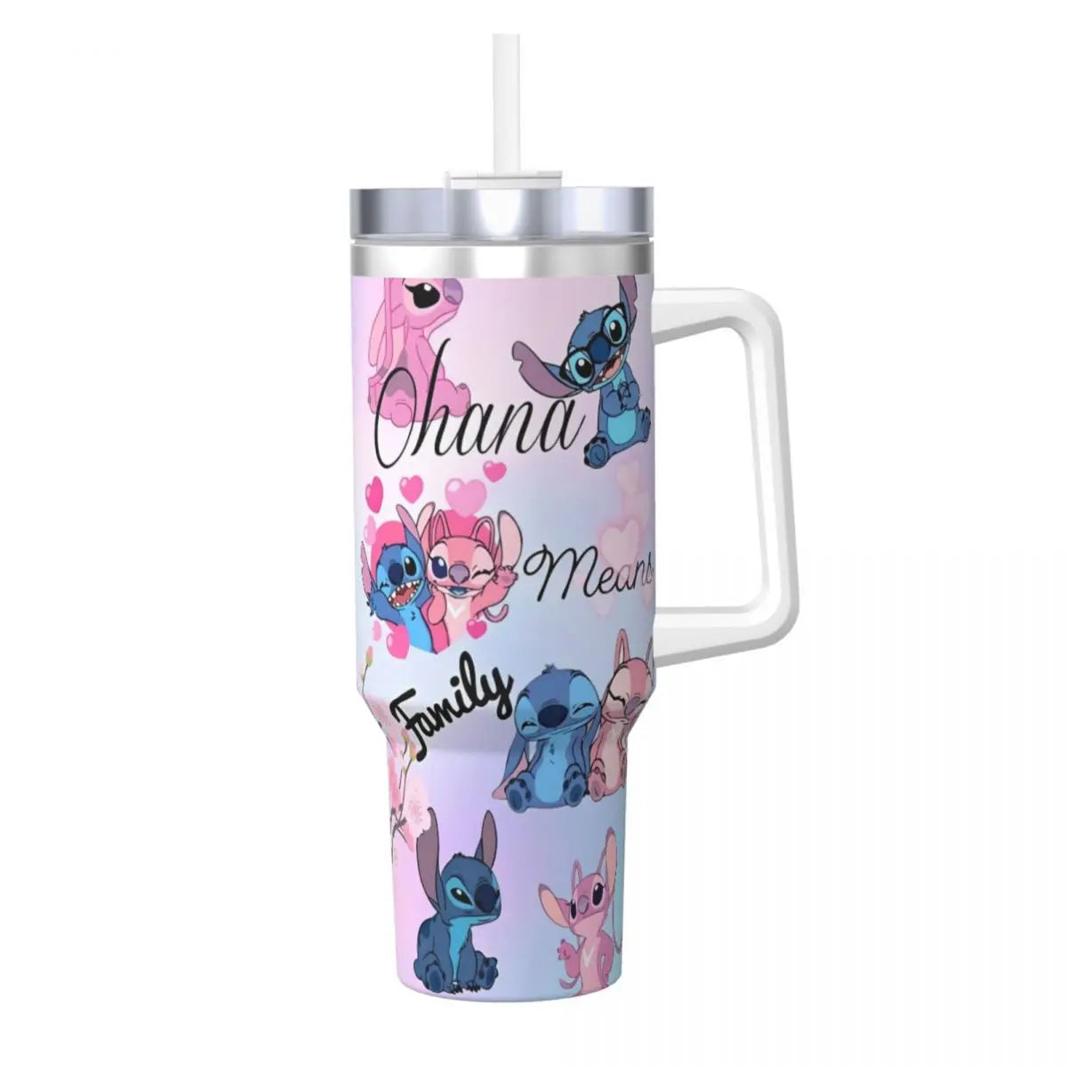 Stainless Steel Tumbler   Stitch Mugs Cup With Straws Travel Cold and Hot Water Bottle Heat Preservation 40oz Thermal Mug