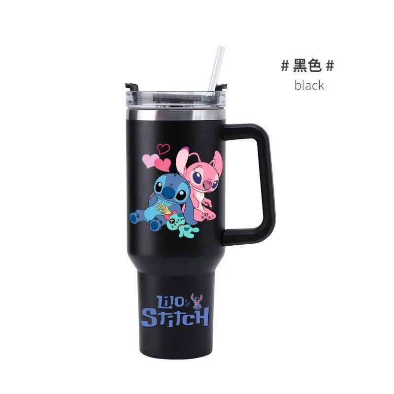Thermal Coffee Lilo & Stitch Cups with Straw Stainless Steel Vacuum Insulated Tumbler 40oz Thermal Iced Travel Cup for Outdoor