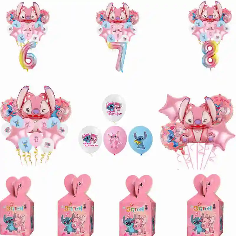 Stitch Birthday Party Supplies Stitch Tableware Set Balloons Backdrop Banner Plates Napkins Tablecloth Birthday Theme Stitch