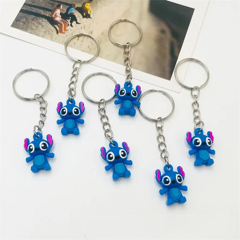 10Pcs/Lot Cartoon Cute Disnesy Stitch Mini Keychain Kawaii Doll Keyring Fashion Bag Cute Ornament Pandent for Girls Gifts Toys