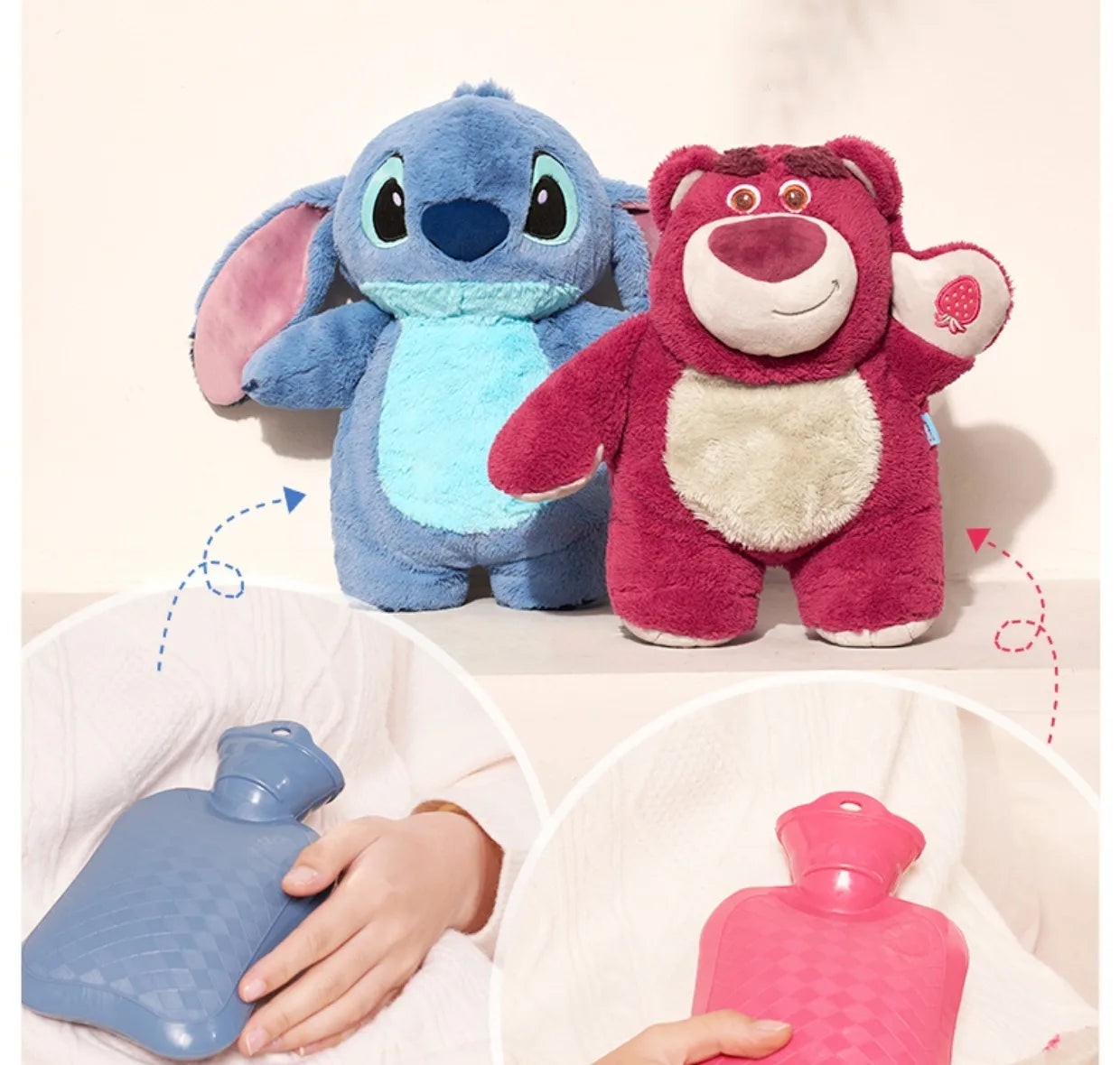 Turo Lilo Stitch Angel Lotso Plush Hand Warm Bag Hot Water Bottles Kawaii Soft Winter Portable Warm Hand Bag Toy Birthday Gifts