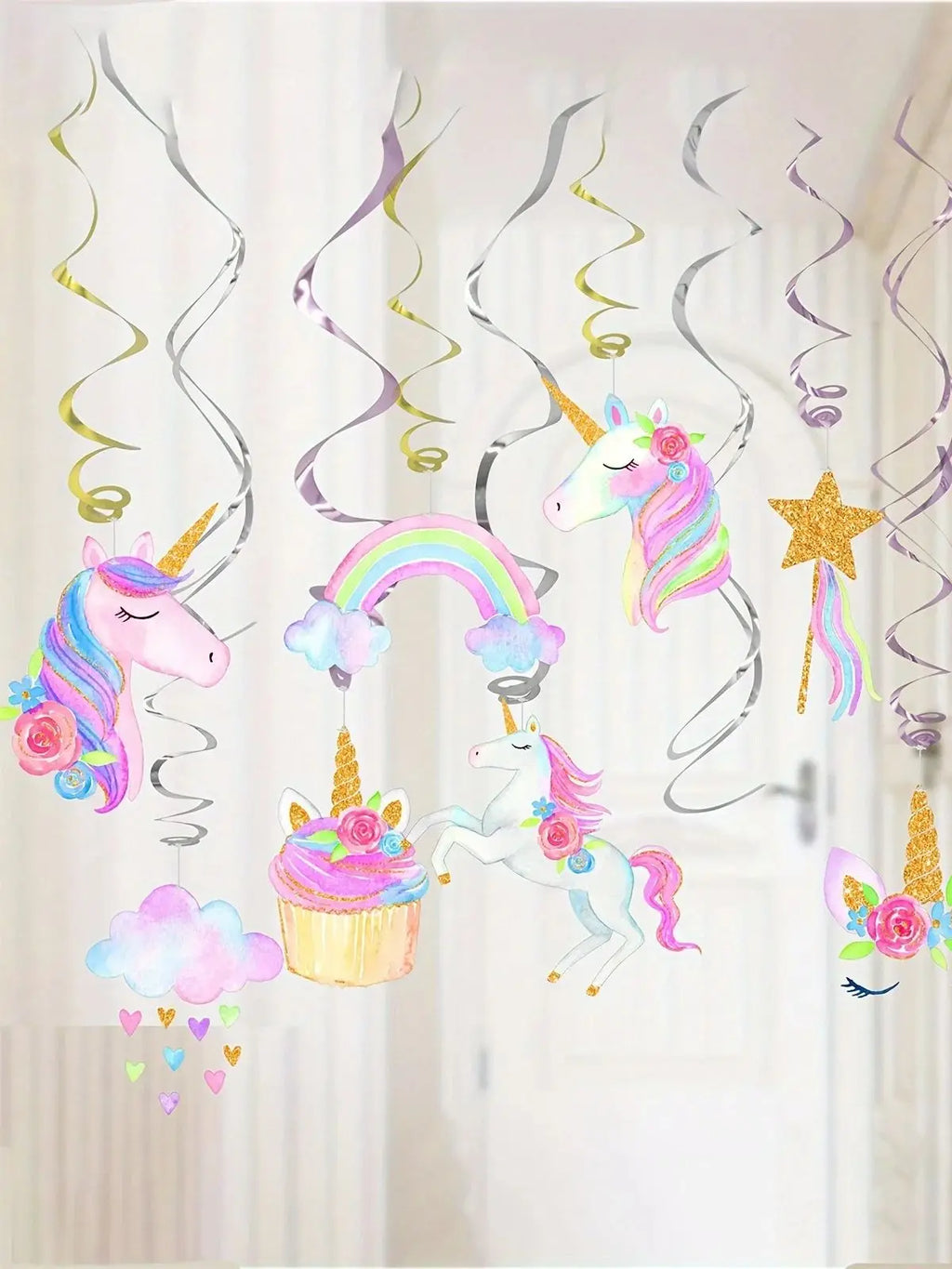Magical Unicorn Swirl Decorations - Perfect For Birthday Parties, Weddings & More - Durable Plastic Princess Theme Party Supplie