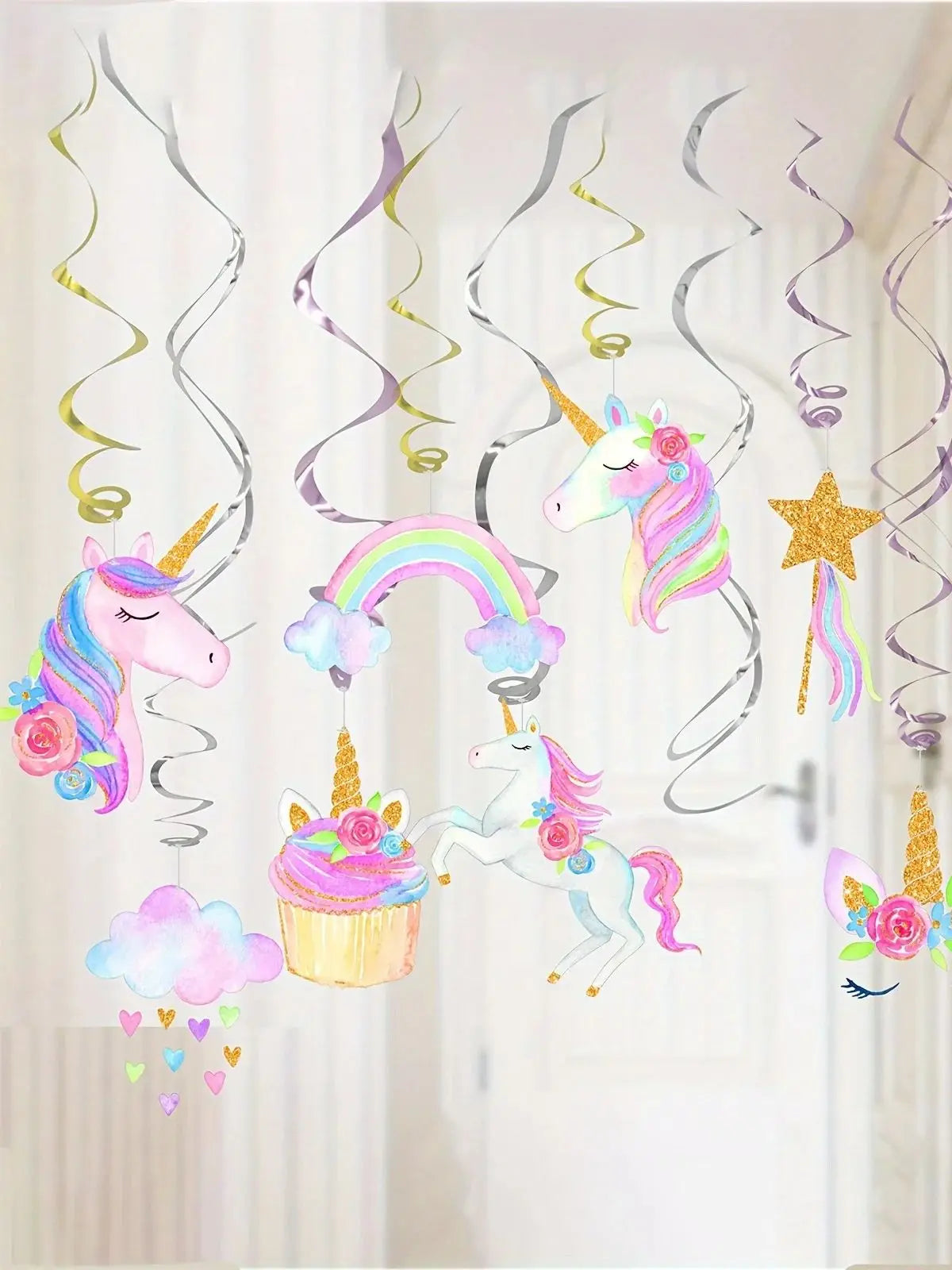Magical Unicorn Swirl Decorations - Perfect For Birthday Parties, Weddings & More - Durable Plastic Princess Theme Party Supplie