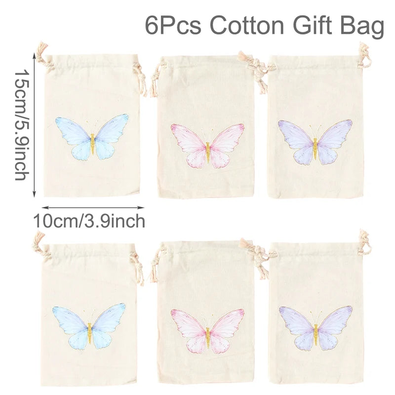 6pcs Animal Dinosaur Unicorn Cotton Linen Gift Bags Birthday Party Decor Kids Wedding Party Favor Bag Baby Shower Gift Bag