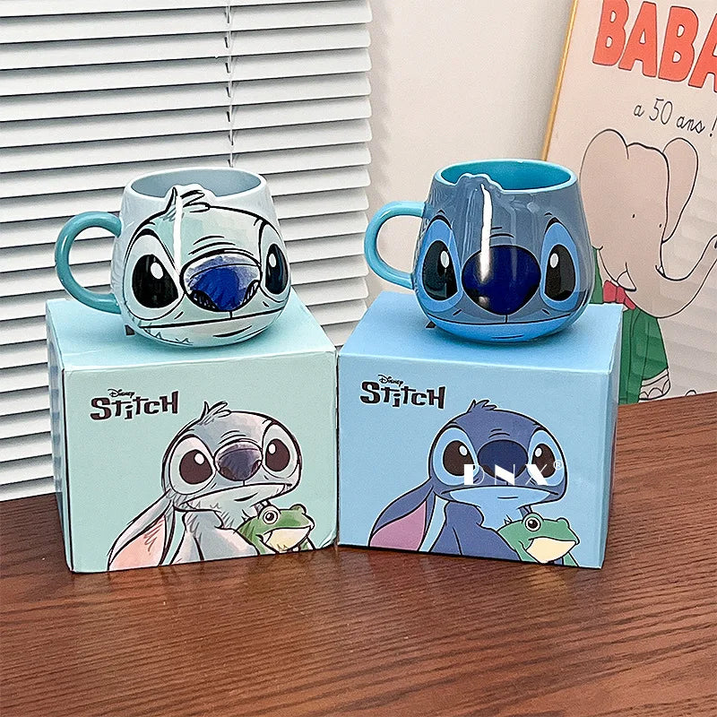 Miniso Stitch Coffee Cup Cartoon Mug Ceramic Cup Kawaii Home Furnishings Milk Cup Cute Holiday Birthday Gifts for Boys and Girls