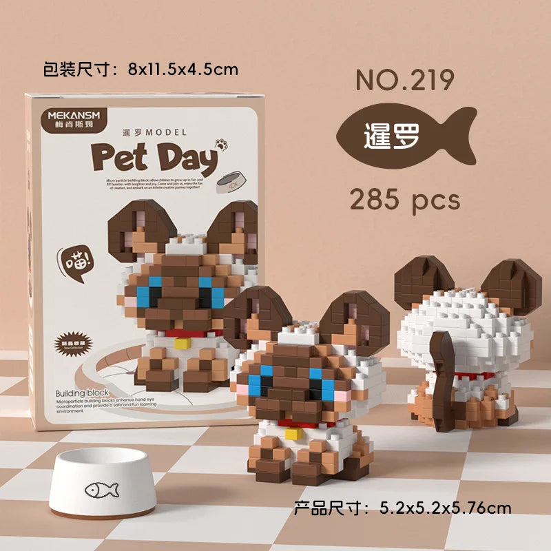 Cat Animal Brick Toy for Children Girls 8 To 10 Years Old Birthday Gifts Construction Block Set Mini Building Blocks Educational