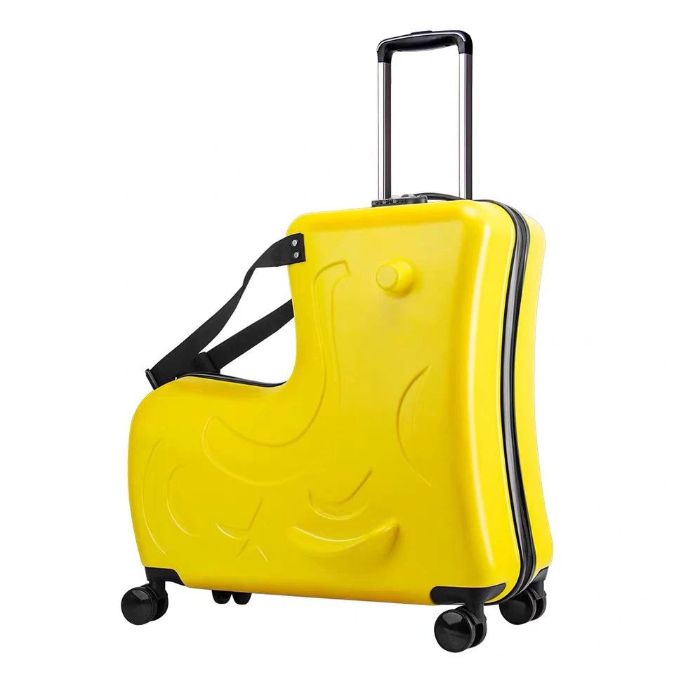 New Kids Riding Trojanl Luggage Hot Boys Girls Travel Trolley Alloy Children Sitting Rolling Luggage Suitcase Spinner Wheels