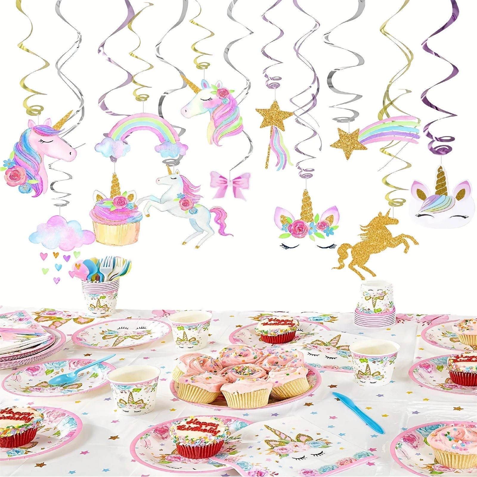 Magical Unicorn Swirl Decorations - Perfect For Birthday Parties, Weddings & More - Durable Plastic Princess Theme Party Supplie