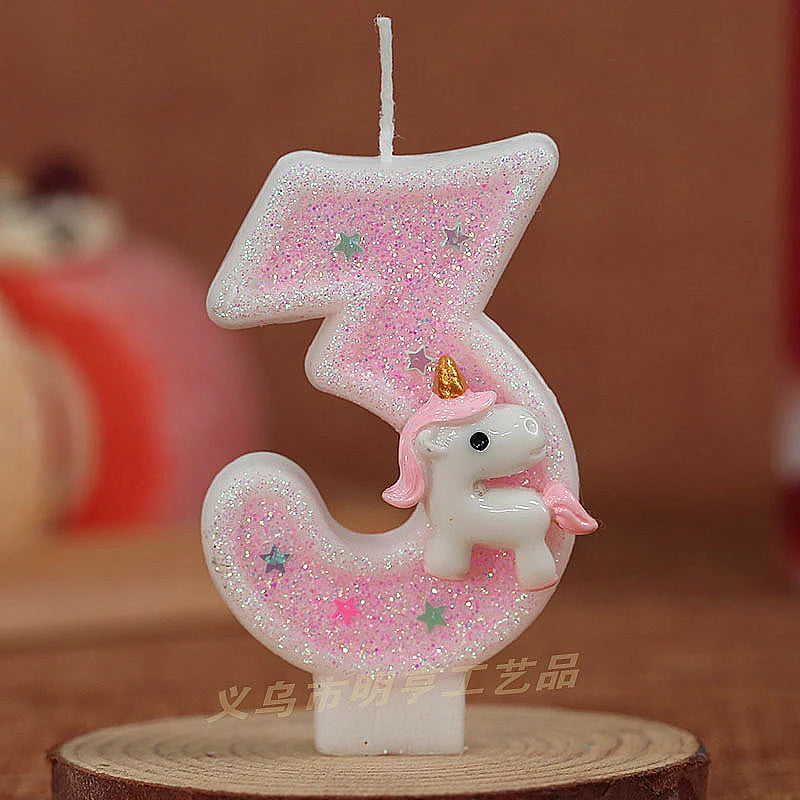 Sparklers Birthday Candle 1 Years Pink Unicorn Original Birthday Candles for Cake Blue Children's Birthday Candle