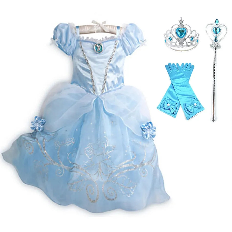 Children Princess Costume Party Fancy Flower Vestido New 2024 Christmas Birthday Carnival Dress Up Rapunzel Belle Disguise Frock