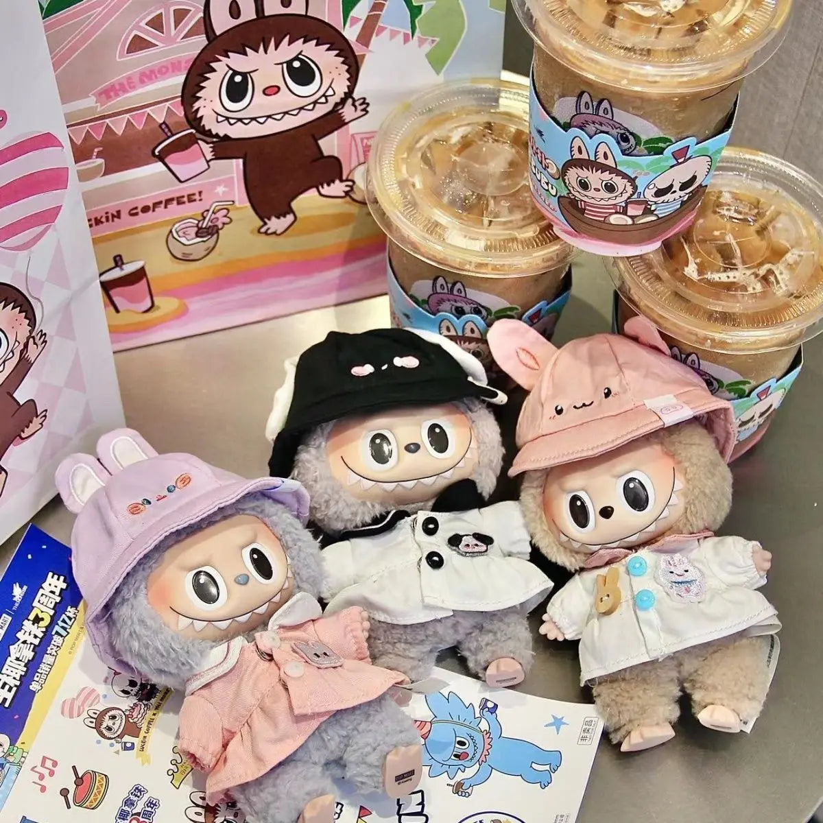 Only Skirt Hat 17cm Labubu Cute Mini Plush Doll'S Clothes Outfit Accessories Clothing Diy Kid Gift Kawaii Doll Clothes Girl Toys