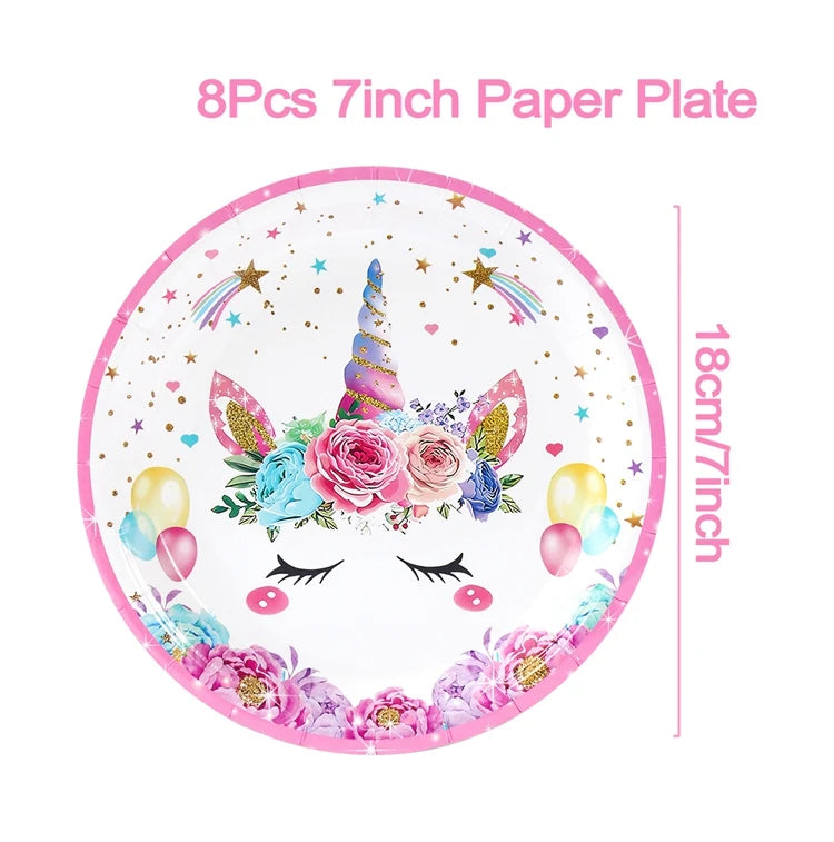 Unicorn Party Decoration Disposable Tableware Unicorn Birthday Party Decorations Kids Baby Shower Girl Birthday Party Supplies