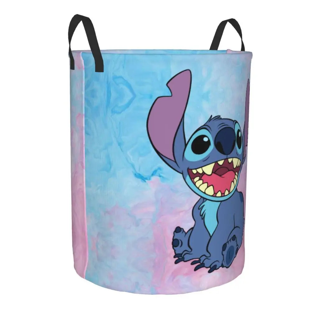 Customized SLilo And Stitch Cartoon Laundry Hamper Large Storage Basket Anime Kids Nursery Toy Organizer