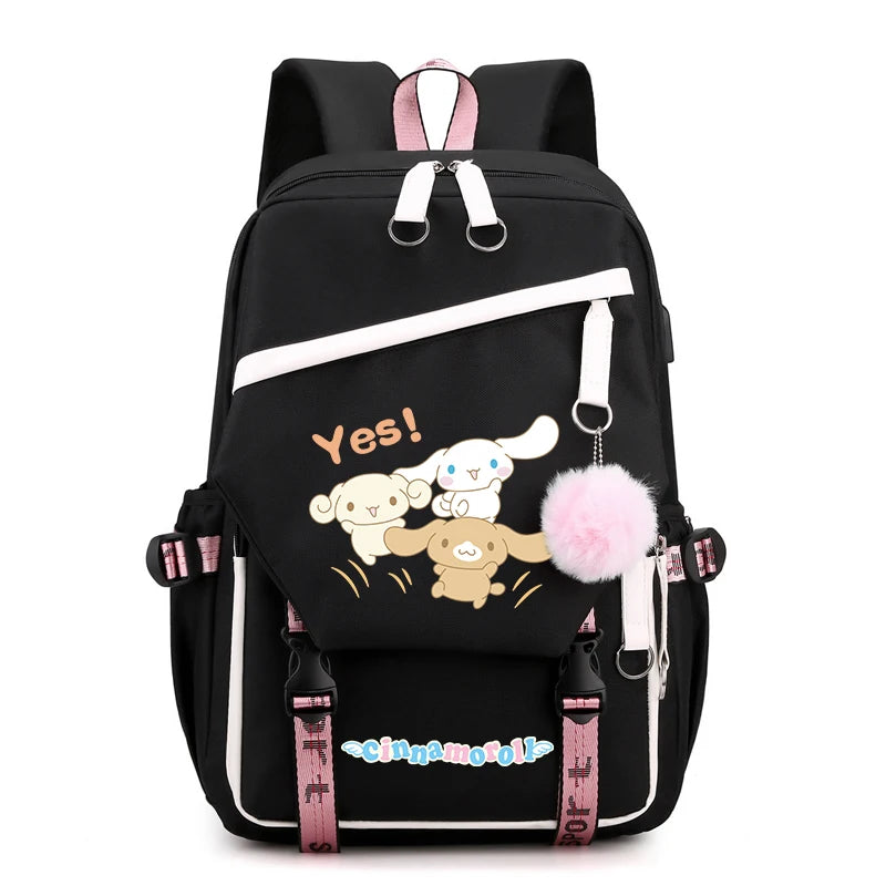 Sanrio Kuromi Cinnamoroll Backpack Teenager Student Rucksack Girl Boy Kids Anime Knapsack Women Cute Cartoon Bag Travel Mochilas