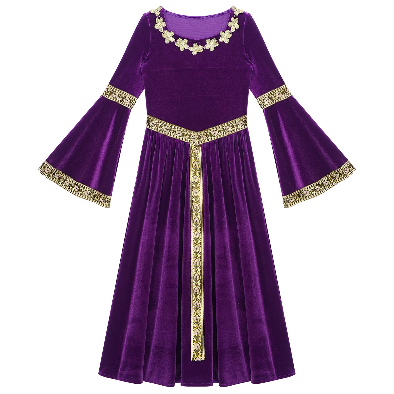Girls Medieval Renaissance Velvet Dress Princess Queen Cosplay Costume Christmas Xmas Halloween New Year Carnival Party Dress