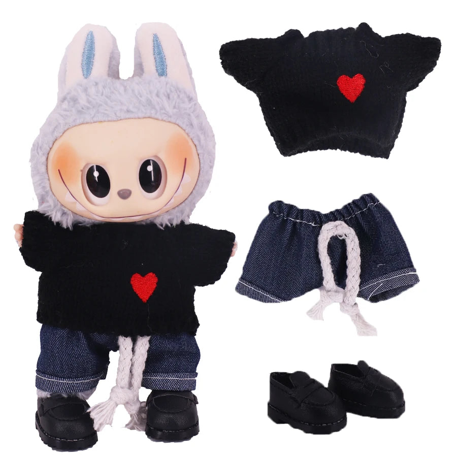 Doll Sweater Pants Shoes set For labubu Clothes 17 cm Doll Accessories,Toys For Girls,Christmas Festival Birthday Present