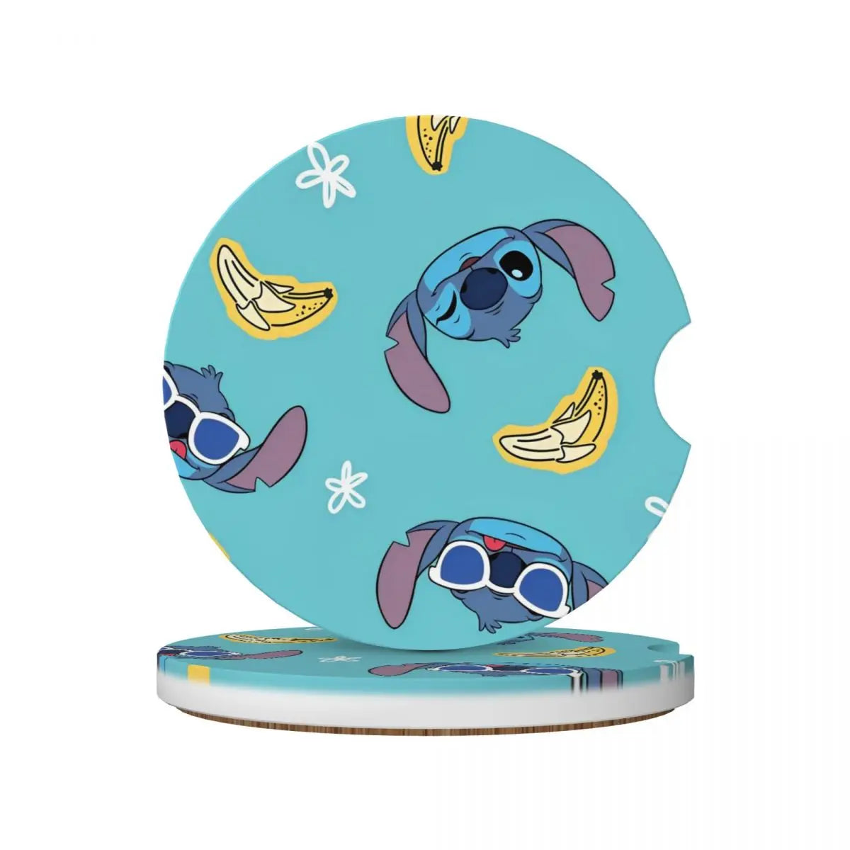 Kawaii Stitch Cartoon Car Cup Coaster 2PCS Universal Cup Holders Embedded in Ornaments Coaster Car Interior Accessories