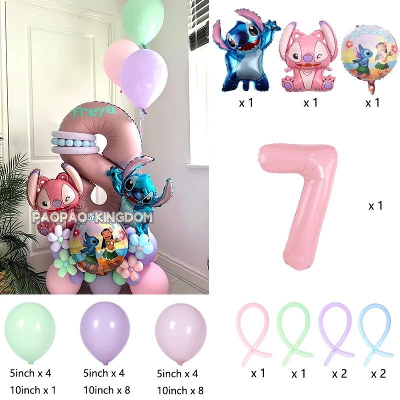 Lilo & Stitch Party Balloons Stitch Number Balloon Garland Arch Kit Baby Shower Birthday Party Decor Kids Toy Gift