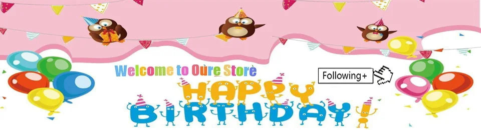Birthday Party Decoration Paper Tableware Set 9inch Dish Plate Cup Backdrop Baby Shower Party Supplie Birthday Flag Banner Gifts