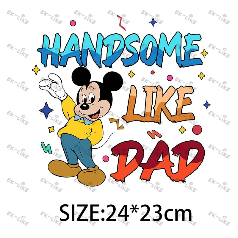 Dad Squad King Lion Toy Story Mickey Stitch Happy Father's Day Iron on Picture on Clothes Strong viscosity Diy Craft