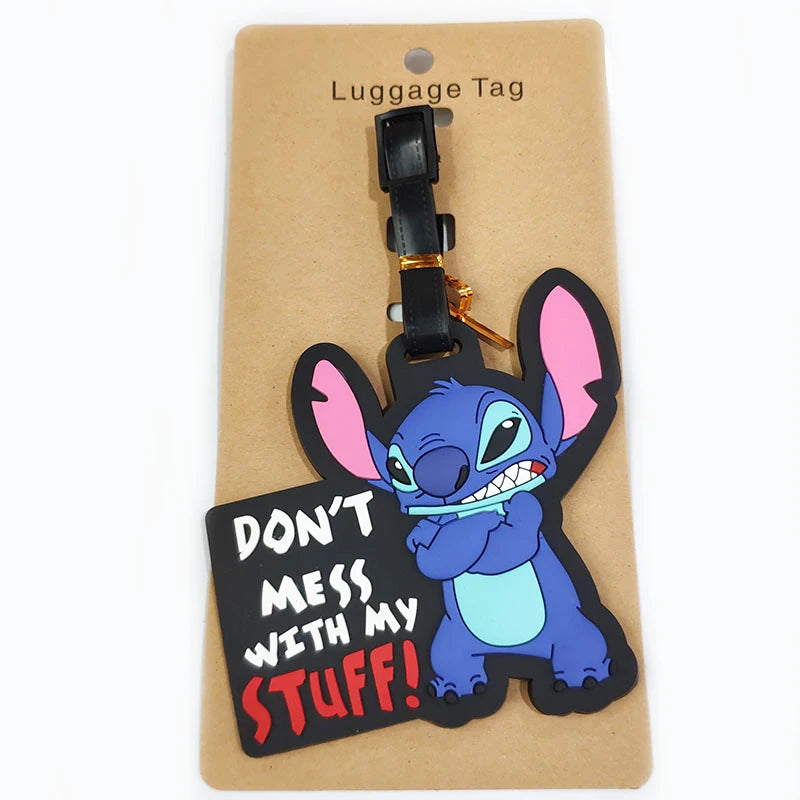 Don't mess with my stuff!Cartoon Stitch Luggage Tag Suitcase Name Address Label