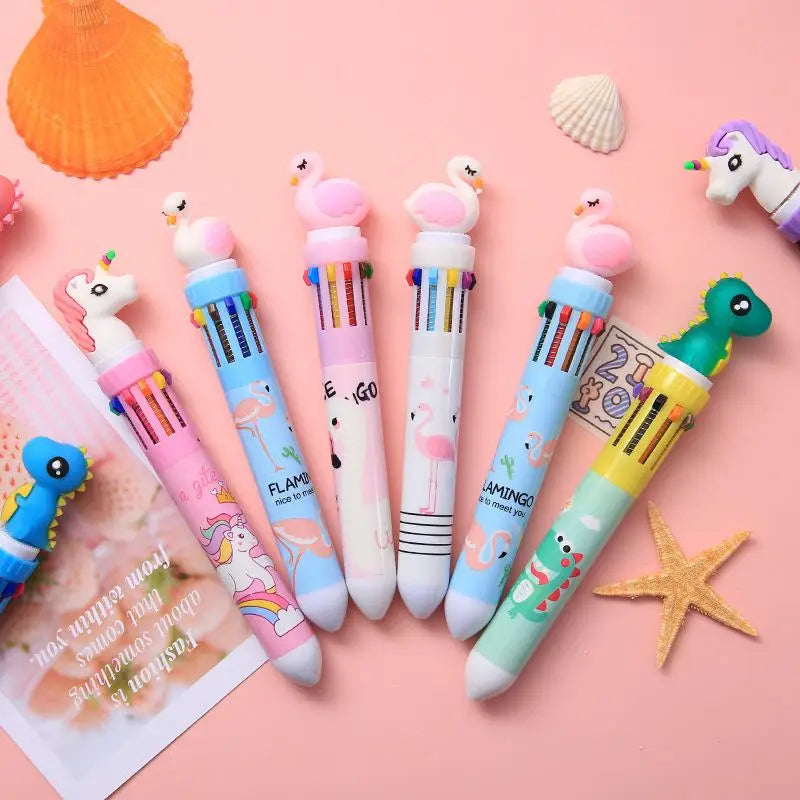 4PCS Cartoon Ballpoint Pen Gift Kids Favor Dinosaur Unicorn Birthday Party Children Prize Gift Christmas Wedding Guest Giveaways