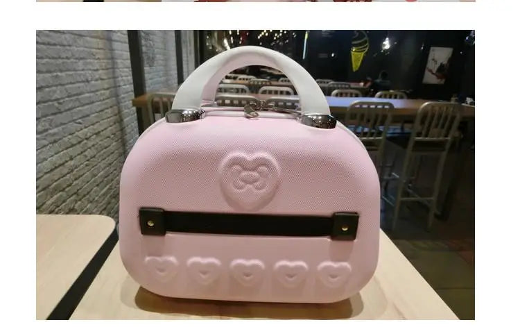 Kawaii 14 Inches Hello Kitty Cosmetic Case Sanrioed Anime Suitcase High Capacity with Lock Storage Bag Girl High End Gift Travel