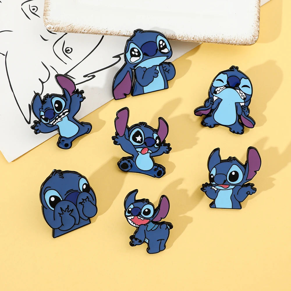 7 Pcs Creative Lilo&Stitch Brooch Personalized Stitch Enamel Pin Backpack Clothing Jewelry Metal Badge Accessories Gift
