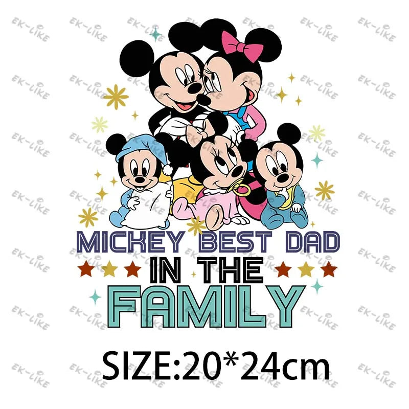 Dad Squad King Lion Toy Story Mickey Stitch Happy Father's Day Iron on Picture on Clothes Strong viscosity Diy Craft
